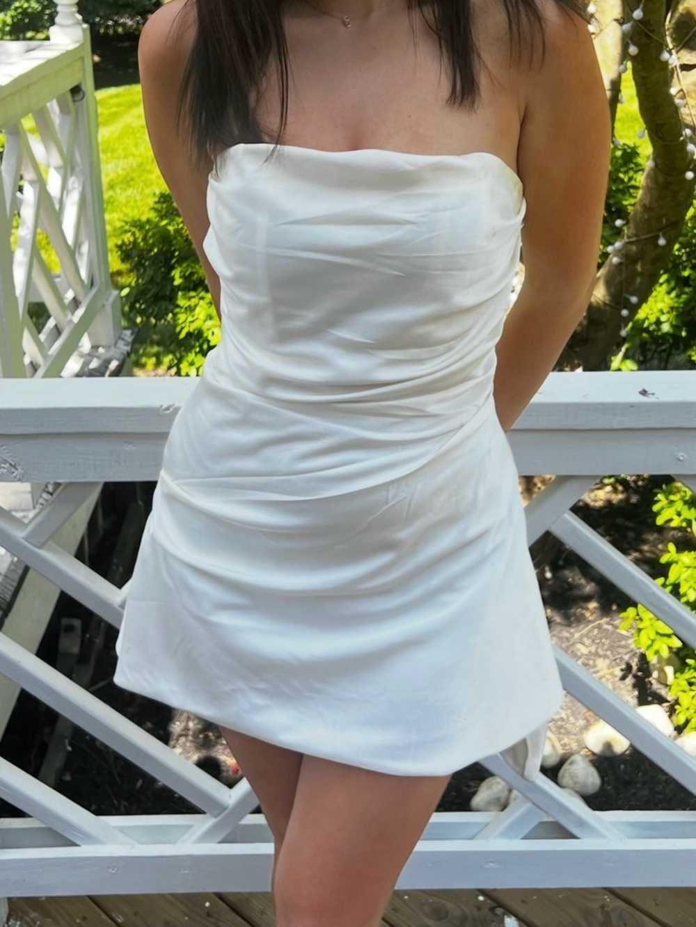 Forever 21 White Strapless Satin Mini Dress